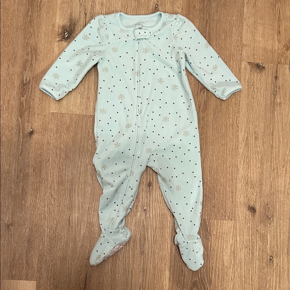Carter's Light Blue Snowflake Footie